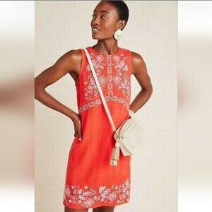 Anthropologie Floral Embroidered Shift Dress